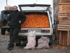 Abkhazia - Psou /Russian border: a Russian merchant sells mandarins - car boot - Lada (photo by A.Kilroy)