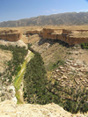 Algeria / Algerie - Gorges de Tighanimine - El Abiod - Batna wilaya -  Massif des Aurs: houses on the slope - photo by J.Kaman