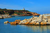 Tipaza, Algeria / Algrie: harbour exit, lighthouse and the Forum promontory | sortie du port, phare et le promontoire du Forum - photo by M.Torres