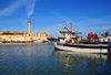 Cherchell - wilaya de Tipaza, Algrie: harbour - fishing boat 'Hadj Taiab' and the lighthouse | port - bateau de pche 'Hadj Taiab' et le phare - photo par M.Torres