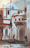 Algiers / Alger - Algeria: tiles - people going to the mosque - Kasbah of Algiers - UNESCO World Heritage Site | mosaque - les gens se rendent  la mosque - Casbah d'Alger - Patrimoine mondial de lUNESCO - photo by M.Torres