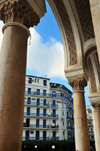 Algiers / Alger - Algeria: the Central Post Office - view of Grande Poste square from the Moorish entrance | la Grande Poste - arceaux de l'entre et Place de la Grande Poste - style colonial no-mauresque - photo by M.Torres