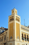 Algiers / Alger - Algeria: minaret-like tower of the building of 'La Dpche Algrienne', Rue Pasteur, corner of Bd Khemisti | tour en forme de minaret de l'immeuble de 'La Dpche Algrienne', Rue Pasteur, angle Bd Khemisti - photo by M.Torres