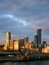 Australia - Melbourne (Victoria): at sunset - Central Business District skyscrapers - photo by Luca Dal Bo