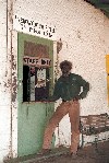 Aboriginal stockman stops for a drink at Barrow Creek Hotel, Northern Territory (photo by Rod Eime)