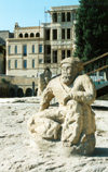 Azerbaijan - Baku: old town - statue on market square - photo by Galen Frysinger