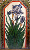 Sheki / Shaki - Azerbaijan: Sheki Khans' palace - flower vase - fresco - Khansarai - photo by N.Mahmudova