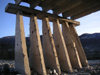 Azerbaijan - Lahic / Lahuj (Ismailly Rayon): unfinished bridge structure in the valley below the town (photo by Austin Kilroy)