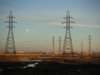 Azerbaijan - Surakhany / Suraxani - Absheron peninsula: electricity pylons - electricity network - photo by Austin Kilroy