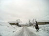 Azerbaijan - Alti Agac / Altyagach / Altyagac / Altiagach / Altiaghaj (Xizi rayon - NE Azerbaijan): on the way to Cennet Bagi Paradise Resort - winter - snow - road - horseman (photo by F.MacLachlan)