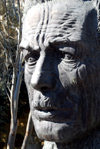 Azerbaijan - Baku: Aliaga Vahid - poet's bust - gigantic head - sculptor Ragib Gasanov - photo by M.Torres