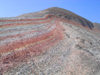 Siyazan rayon, NE Azerbaijan: the Candy Cane mountains - pink and red candy stripes - photo by G.Monssen