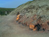 Surakhany - Absheron peninsula, Azerbaijan: Ateshgah fire temple - fire from the ground - natural gas vents - photo by G.Monssen