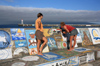 Azores / Aores - Horta: marinheiras pintando graffiti no molhe / yacht crew painting graffiti on the pier - photo by A.Stepanenkp