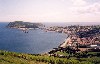 Azores / Aores - Horta: vista da Senhora da Conceio -  esquerda montes Queimado e da Guia e baa do Porto Pim / Horta: the bay and Guia hill from above - photo by M.Durruti