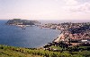 Azores / Aores - Horta: vista da Senhora da Conceio -  esquerda montes Queimado e da Guia e baa do Porto Pim / Horta: the bay and Guia hill from above - photo by M.Durruti