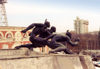 Belarus - Minsk: at the Dinamo Stadium - sports - statues - athletes (photo by Miguel Torres)