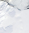 Berkner Island / Berkner Ice Rise / Hubley Island, Antarctica: surrounded by the ice - Ronne Ice Shelf, Filchner Ice Shelf and the Weddell Sea - world's southernmost island - NASA / MODIS RRS (in P.D.) - file Antarctica.A2002346.0235