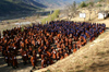 Bhutan - Paro: school - boys wear a gho and girls wear a kira - photo by A.Ferrari