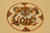 Bhutan - Paro: dragon - painting on the wall of a building - photo by A.Ferrari