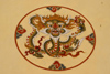 Bhutan - Paro: dragon - painting on the wall of a building - photo by A.Ferrari