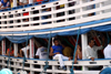 Brazil / Brasil - Manaus: ferry passengers / passageiros na amurada  (photo by N.Cabana)