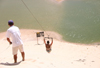 Brazil / Brasil - Fortaleza (Cear): praia da Canoa Quebrada - Canoa Quebrada beach - descending - radical sport - esporte - photo by N.Cabana