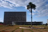 Brazil / Brasil - Brasilia: Brasilia: Buriti Palace, Buriti quare / Governo do Distrito Federal - Gabinete do Governador - Praa Buriti - Eixo Monumental - Projeto do arquiteto Mauro Jorge Esteves - palmeira Buriti (photo by M.Alves)