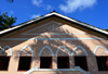 Olinda, Pernambuco, Brazil: facade of the Olinda Public Library - windows with arches and palm tree shadow - Avenida da Liberdade, Praa do Carmo - photo by M.Torres