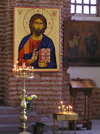 Bulgaria - Sofia: Christ - Orthodox icon and candles in Church of St Sofia (photo by J.Kaman)
