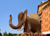 Ouagadougou, Burkina Faso: elephant sculpture guarding the Maison du Peuple, the House of the People - Nelson Mandela avenue - photo by M.Torres