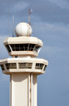 Ouagadougou, Burkina Faso: detail of the Ouagadougou Airport air traffic control tower with spherical radar dome - photo by M.Torres