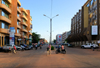 Ouagadougou, Burkina Faso: view along Kwame Nkrumah avenue - BSIC bank on the left, Ministry of Labour on the right - photo by M.Torres