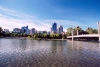 Canada / Kanada - Calgary (Alberta): skyline seen from Prince island (photo by M.Torres)
