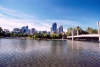 Canada / Kanada - Calgary (Alberta): skyline seen from Prince island (photo by M.Torres)