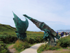 Canada / Kanada - Newfoundland / Terre-Neuve / Terra Nova - Anse-aux-Meadows - Great Northern Peninsula: sculpture over the pathway from the museum to the archaeological site, symbolises the closing of the circle of mankind's expansion around the planet - photo by B.Cloutier