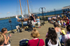 Canada 440 Tourists watching street buskers at the hirtoric waterfront pier in Halifax, Nova, Scotia, Canada - photo by D.Smith