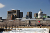 Montreal, Quebec, Canada: Bonsecours market and Palace of Justice - view from Bassin Bonsecours - Vieux-Montral - photo by M.Torres