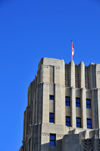 Winnipeg, Manitoba, Canada: Federal Building on Main Street - architects Northwood & Chivers - office block in a mild Art Deco style - wheaf sheafs - photo by M.Torres