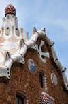 Barcelona, Catalonia: gable of the ward's house - Park Gell by Antoni Gaud, La Salut, Grcia district - UNESCO World Heritage Site - photo by M.Torres