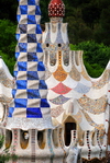 Barcelona, Catalonia: tiled roofs of the entrance pavilions - Parc Gell by Antoni Gaud, Carmel Hill, La Salut, Grcia district - UNESCO World Heritage Site - photo by M.Torres