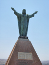 Arica, Chile: Christ of Peace monument, bearing the Peruvian and Chilean coats of arms | Cristo de la Paz en la cima del Morro de Arica con los escudos de Chile y Per - photo by D.Smith