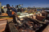 Concon village, Valparaso region, Chile: fisherman with a catch of squid - photo by C.Lovell