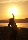 China - Hainan Island: beach - exercise by sunrise (photo by G.Friedman)