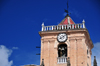 Bogota, Colombia: church of Saint Ignatius - bell tower of Iglesia de San Ignacio seen from Camilo Torres square - by Italian Jesuit architect Juan Bautista Coluccini - Centro Administrativo - La Candelaria - photo by M.Torres