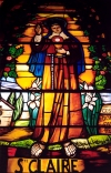 Corsica / Corse - Lavasina - Brando: St. Claire - stained glass - Notre-Dame-de-Lavasina church (photo by M.Torres)