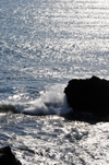 Playa Hermosa, Puntarenas province, Costa Rica: waves and rocky islet near the beach - photo by M.Torres