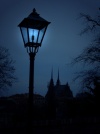 Czech Republic - Czech Republic - Brno / Brnn  (Southern Moravia - Jihomoravsk - Brnensk kraj): street lamp and Petrov church at night - photo by J.Kaman