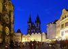 Czech Republic - Prague: Astronomical Clock and the Old Town Square - dusk (photo by J.Kaman)