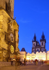 Czech Republic - Prague: Astronomical Clock and the Old Town Square - dusk (photo by J.Kaman)